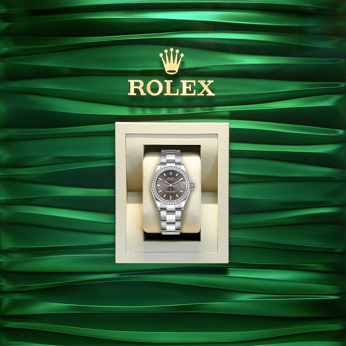 Datejust 31, Oystersteel, 18kt White Gold and diamonds, Ref# 278384RBR-0019