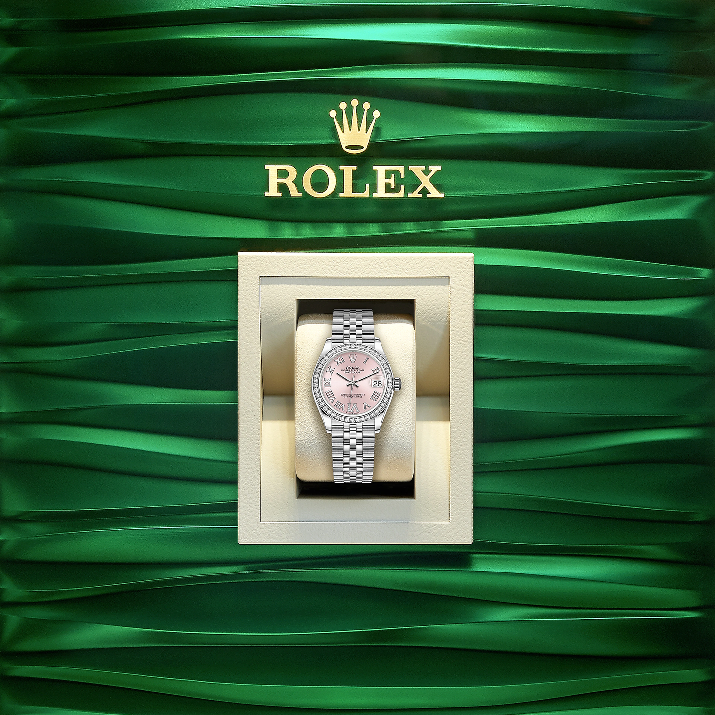 Datejust 31, Oystersteel, 18kt White Gold and diamonds, Ref# 278384RBR-0028